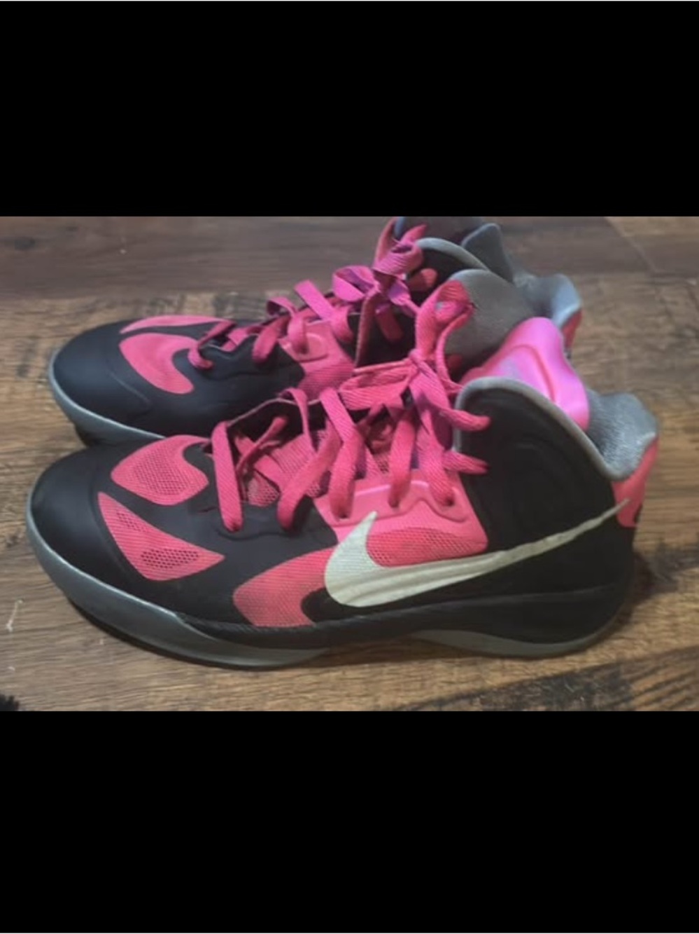 Nike Women's Black and Pink High-Top Basketball Shoes